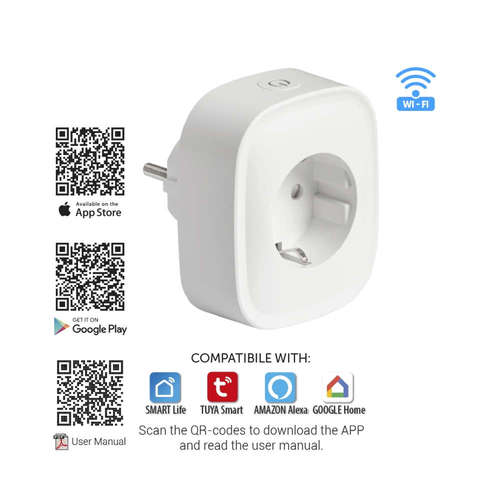 Ultralux Wi-Fi Smart контакт, единичен, 16А, 3500W, 220-240V AC