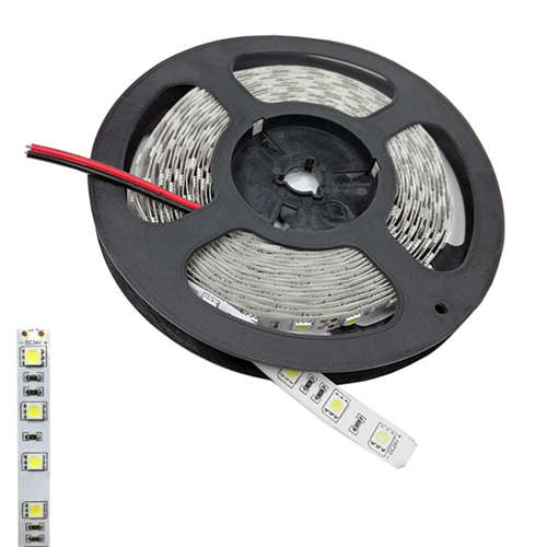 LED ленти 24V, 14.4W/m, тип диоди 5050, 60 SMD/m, гъвкави, IP20, бяла светлина, ролка 5 метра