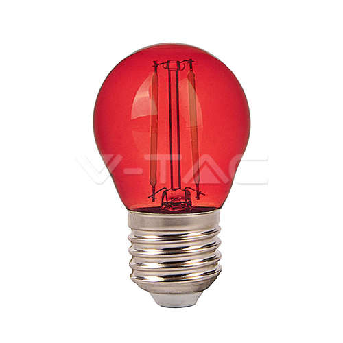 Цветна LED крушка филамент E27 2W G45 червен цвят V-TAC 7413