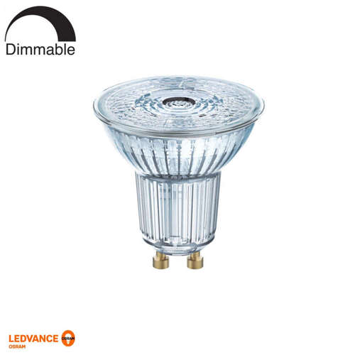 Димируема LED луничкa Osram, GU10, 7.2W, 220V, 3000K, 535lm, 60°, стъклена. Спряна
