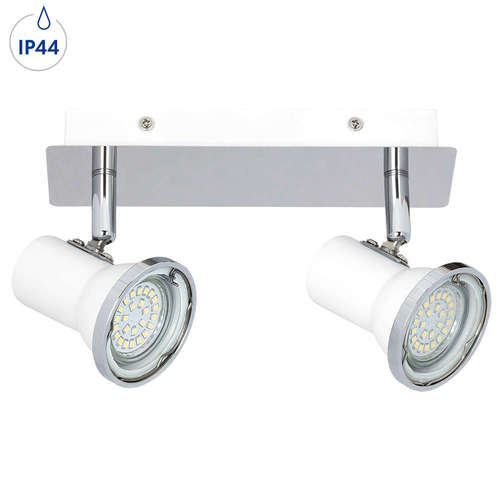 LED аплик Rabalux Steve, 220V, 2x4.5W лунички GU10, 2x322lm, 4000K, IP44, хром, 24 месеца гаранция