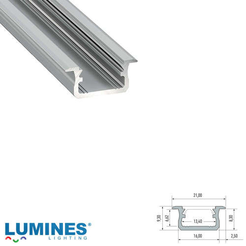 Алуминиев профил за вграждане 3 метра, анодизиран алуминий/сребрист LUMINES B groove profile 10-0024-30