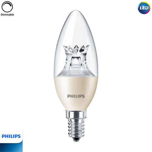 Декоративни Е14 димиращи LED крушки Philips 6W, 220V, 2700K, 470lm, тип B38