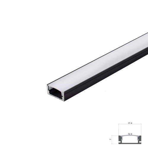 Алуминиев профил за LED лента Optonica OPT-5185 черен мат с бял дифузер 2 метра