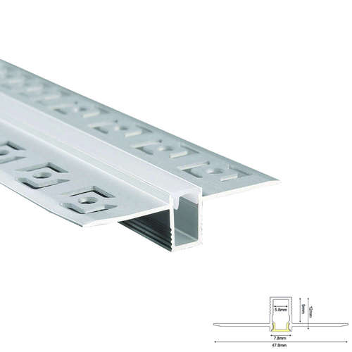 Ultra Slim LED профил за вграждане в гипсокартон Aca Lighting P129N 2 метра с бял капак