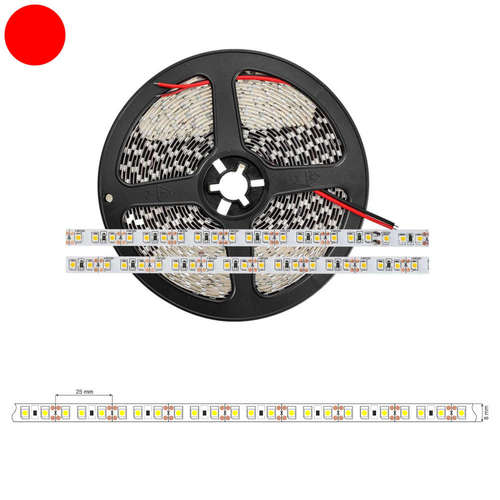 LED лента 12VDC червена светлина 9.6W/m 40lm/W RED 600 SMD3528 IP20 ролка 5 метра LUM-16-1025-01