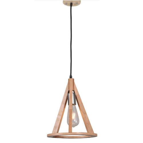 Модерна висяща дървена лампа за таван Zambelis 17059 с черен кабел