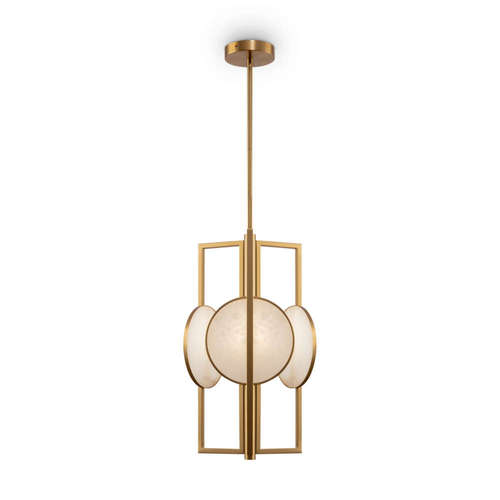 Пендел Maytoni Marmo MOD099PL-03G 220V, фасунги 3X14, метално тяло в цвят месинг, декоративни плочи от естествен камък