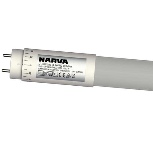 LED пури T8 NARVA 4000K, 220V, 24.5W, 3500lm, 160º, 150см, с ротация на цокъла