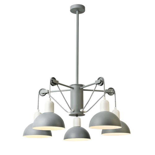 Полилей ACA Lighting Cezanne EG5795P58G 220V фасунга 5xE14 IP20 метално тяло в цвят сиво и мат бяло, текстилен кабел