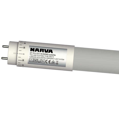 LED пури T8 NARVA 4000K, 220V, 18.5W, 2600lm, 160º, 120см, с ротация на цокъла
