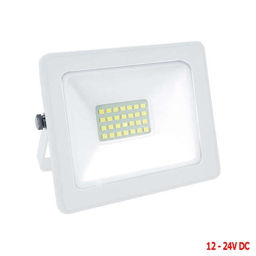 LED ПРОЖЕКТОРИ 12-24VDC, 20W, 1760lm, 6000К бялa светлина, IP65, 110°, бяло тяло