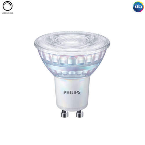 Димируема LED луничкa Филипс 220V, GU10, 6.2W, 3000K, 650lm, 120°, CRI90