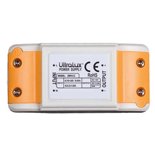 LED захранване 6W UltraLux ZNP126 220V/12VDC, 0.5A, пластмаса, неводоустойчивo IP20