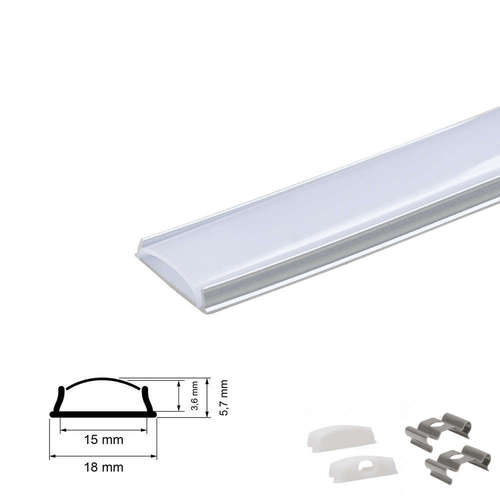 Пластичен алуминиев профил за LED ленти Ultralux APN217, 2 метра