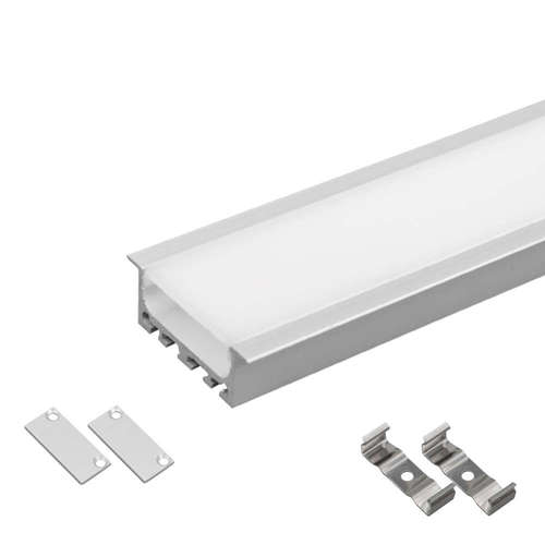 Декоративен алуминиев профил за LED осветление Ultralux APN214, за вграждане, широк