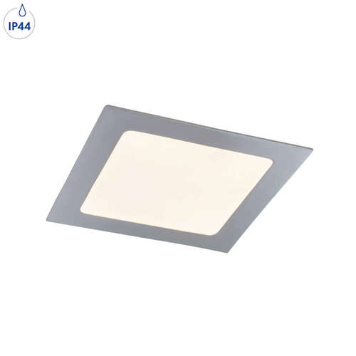 LED панел за вграждане 220V, 12W, 800lm, 3000K, 120°, IP44, хром, квадратно тяло