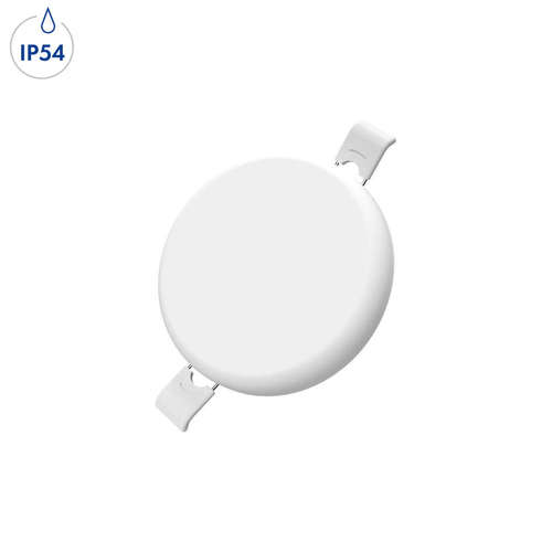 IP54 LED панел за вграждане, кръг 9W, топла 2700K светлина, ъгъл на излъчваната светлина 180° градуса, алуминий/поликарбонат, бял