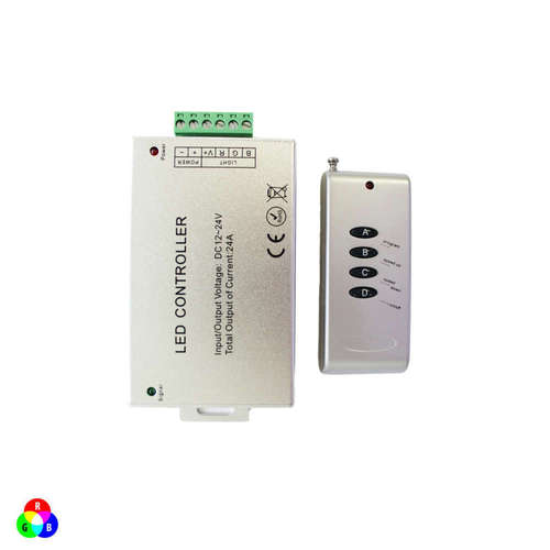LED контролер за RGB LED ленти, 4 бутона, 12-24VDC, max. 432W, RF