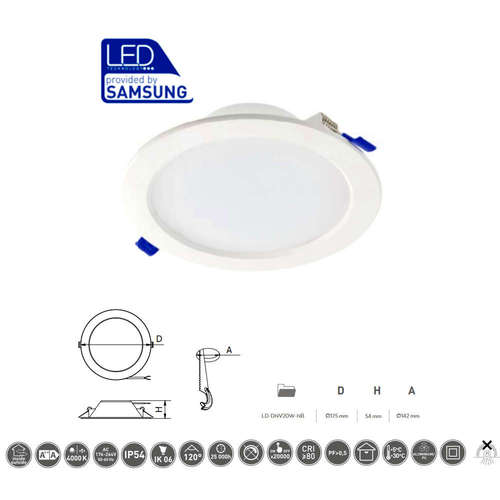 LED луна за баня GTV DENVER 20W 1800lm IP54 120°,4000K бял кръг SAMSUNG чип