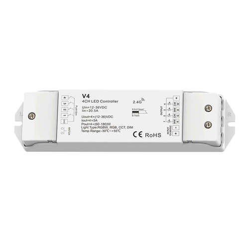 RGBW LED контролер WiFi 12V-36VDC, 2.4G, безжично управление, димиране от 0-100%