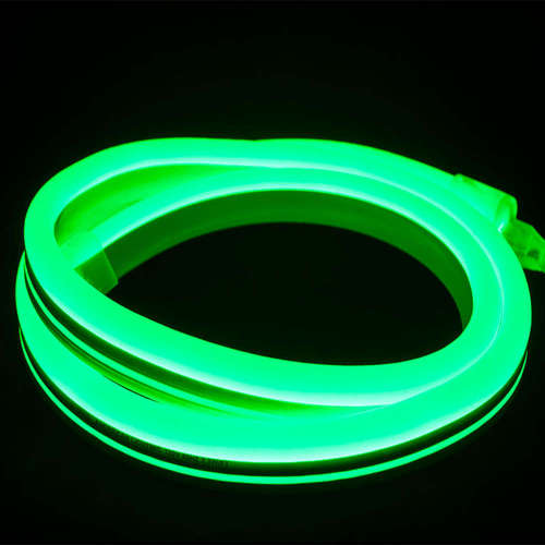 LED неон 24V, 9W/m, SMD2835, 160°, IP65, зелeна светлина, гъвкав