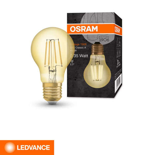 Винтидж крушка Osram LED, 220V, E27, 4W, 410lm, 2400K, 300°
