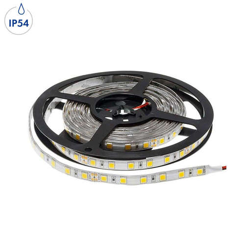 Влагозащитени ленти 24V, 16W/m, тип диоди 5054, 60 SMD/m, 70lm/W, IP54, 2800К топла светлина, гъвкави, 3 години гаранция