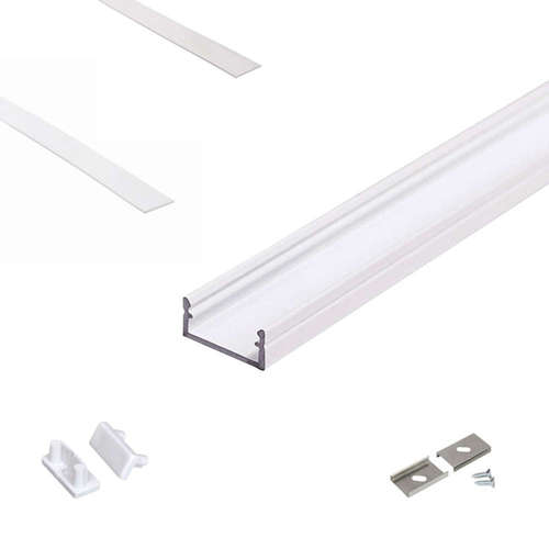 Slim алуминиев профил за LED лента PROFILO J, бял, за външен монтаж, в комплект с тапи и дифузер, 2 метра