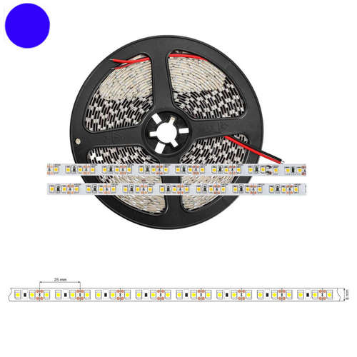 LED лента 12VDC синя светлина 9.6W/m 40lm/W Blue 600 SMD3528 IP20 ролка 5 метра LUM-16-1026-01