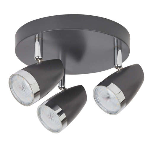LED осветително тяло за таван троен спот, топла светлина, метал/поликарбонат, цвят хром/антрацит