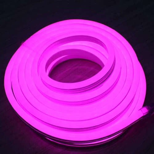 LED неон 24V, 9W/m, SMD2835, 160°, IP65, розова светлина, гъвкав