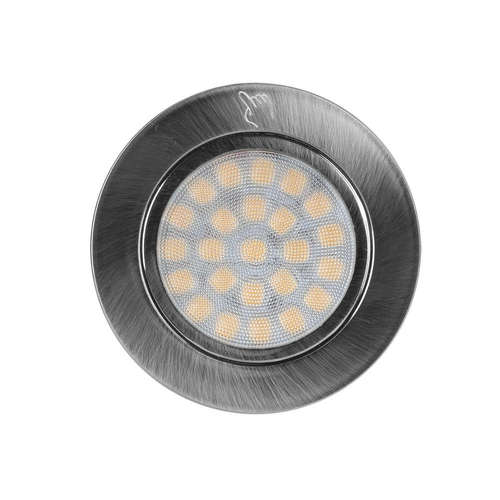 Ultralux TOUCH мебелна LED луна за вграждане, 2W, 170lm, 4200K, 12VDC, 60°, IP44, кръг, сатиниран никел