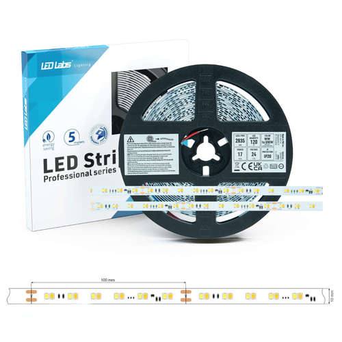 Професионална LED лента 24VDC 17W/m 600 SMD led/m 1600lm CRi90 IP20 Dim to Warm 3000-2000K Led Labs 16-2399-01
