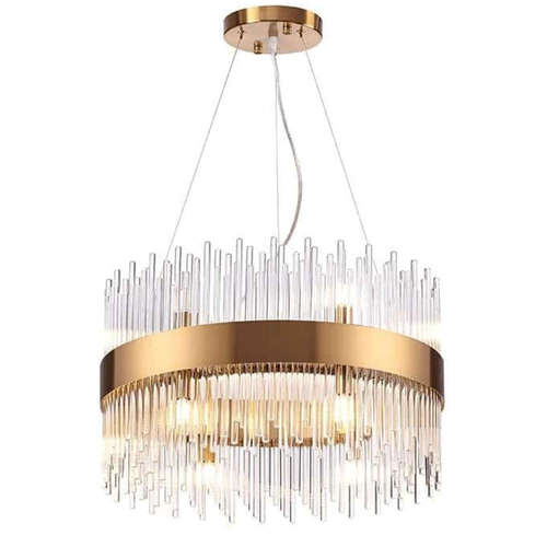 Полилей ACA Lighting Dynasty EG18412P50AB 220V IP20 метално тяло в цвят античен месинг с кристални висулки фасунги 12xG9 и текстилен кабел