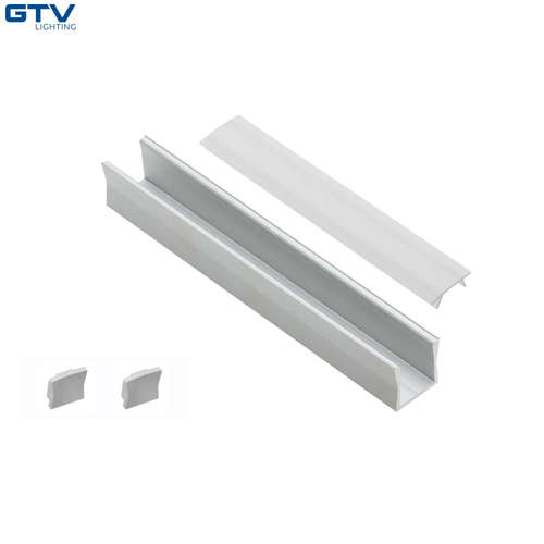 Aлуминиеви профили за LED ленти GTV PA-GLAXMNKW-AL, 2 метра, бял дифузер, за външен монтаж