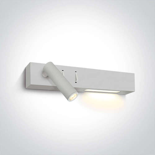 LED аплик за стена One Light 65146/W/W 220V, COB LED 3W + Подсветка 6W, 530lm, 3000K, бял цвят, два ключа за управление