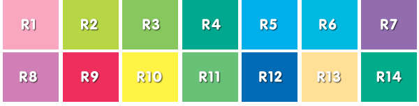 Цветове, използвани за определяне стойността на индекса на цветопредаване CRI
