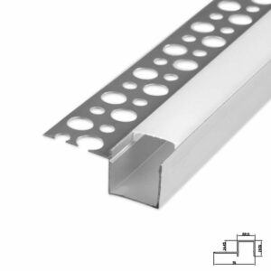 LED профил за вграждане в гипсокартон LVT-1141, 2 метра, краен, завършващ, за LED ленти с широчина до 12мм