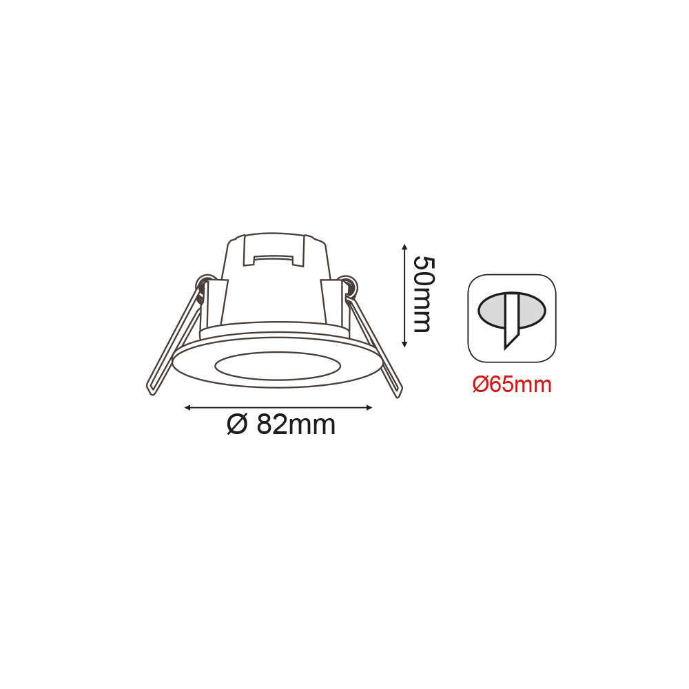 Влагозащитена LED луна за вграждане ACA VERA530RW 220V, 5W, 400lm, 3000K, 120°, IP65 - Image 2