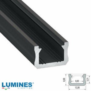 Мини LED профил за външен монтаж 3 метра Lumines X 10-0082-30, алуминий, черен мат