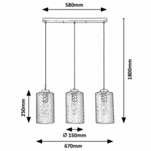 Пендел Rabalux Sheila 5229 230V IP20 E27 Златен