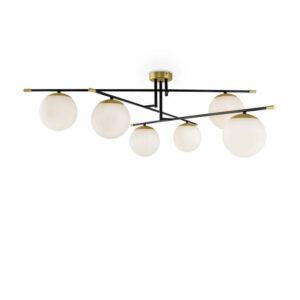 Полилей Maytoni Nostalgia MOD048CL-06G метал и стъкло фасунги 6xE14 цвят черен мат и месинг