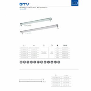 Шина за led пури 1200мм, 220V, 1xТ8, max. 1x36W, бяло метално тяло, с едностранно захранване