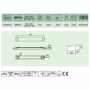 Линейни осветителни тела за LED пури 2x60 см, IP65, 220V, фасунги G13 Линейни осветителни тела за LED пури 2x60 см, IP65, 220V, фасунги G13