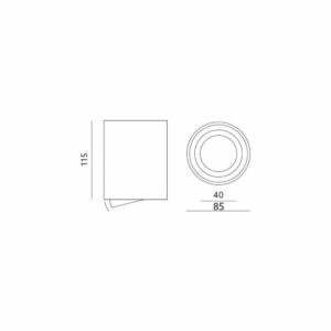 Луна за външен монтаж LVT 1088, фасунга GU10, алуминий, черен мат, тяло с насочване ф85x115mm