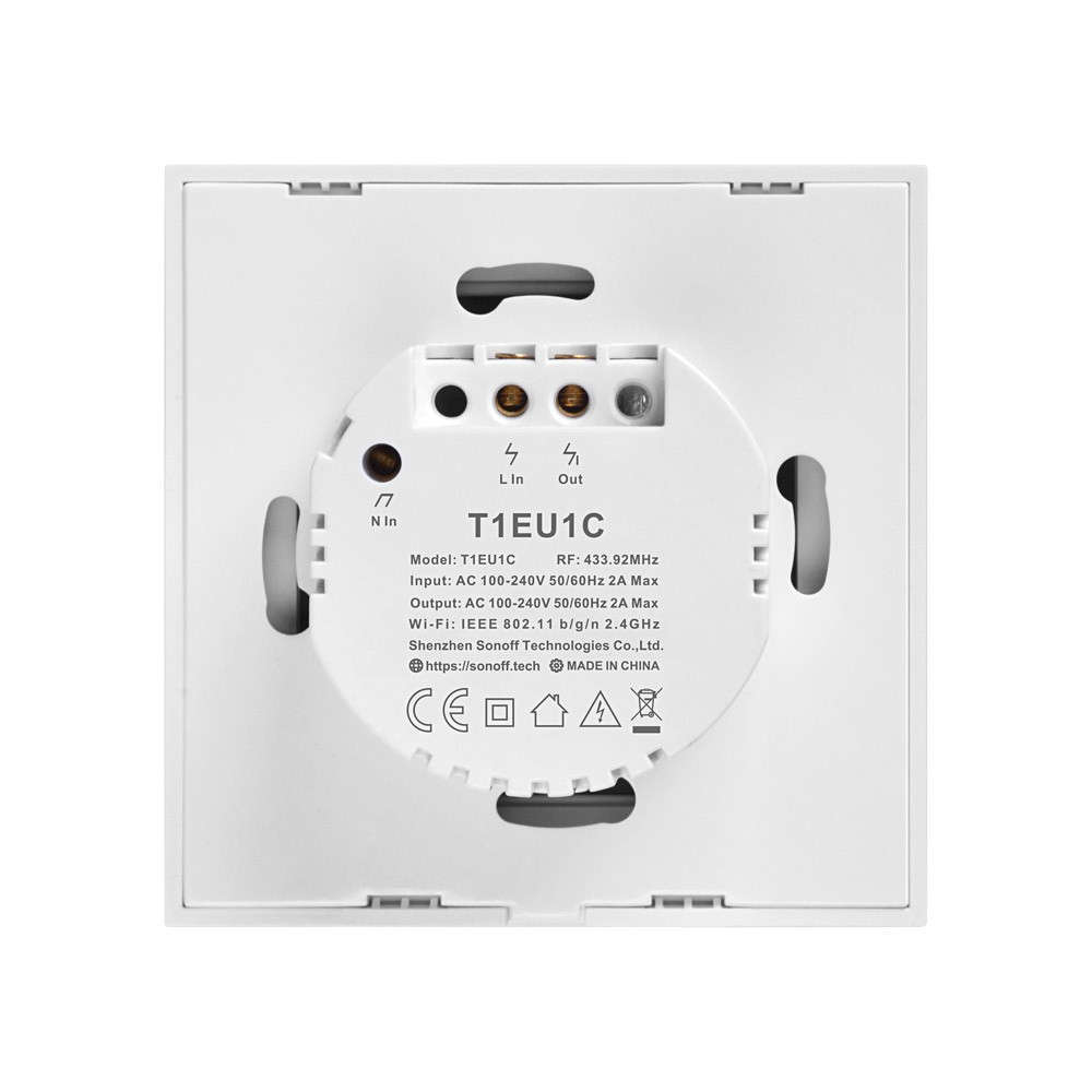 Smart сензорен ключ Sonoff TX T1 EU 1C WiFi + RF за вграждане, бял, 220V, 2A, LED подсветка за състояние - Image 3