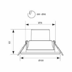 Влагозащитена LED луна за вграждане TOP LED 6W SR/WW 3000K