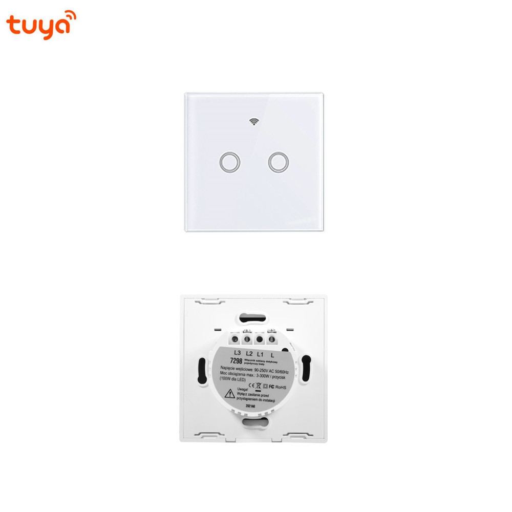 Двоен сензорен WiFi Smart ключ LVT 5086 220V мощност max. 2x300W управление на LED от 3-100W, Control Tuya Smart App - Image 3