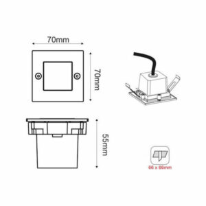 Архитектурен спот за вграждане Aca Lighting PAS230WS 220V, 2W, 3000K, 90lm, IP54